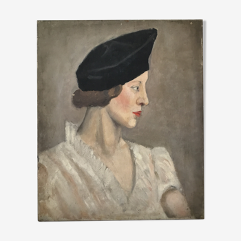 Portrait of woman on canvas