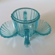Servant salt-pepper vintage turquoise glass 30s-40s