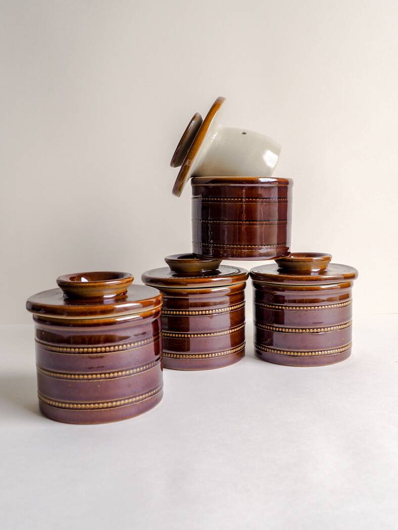 Brown glazed stoneware butter dish