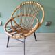 Chair armchair shell child steel rattan bamboo vintage