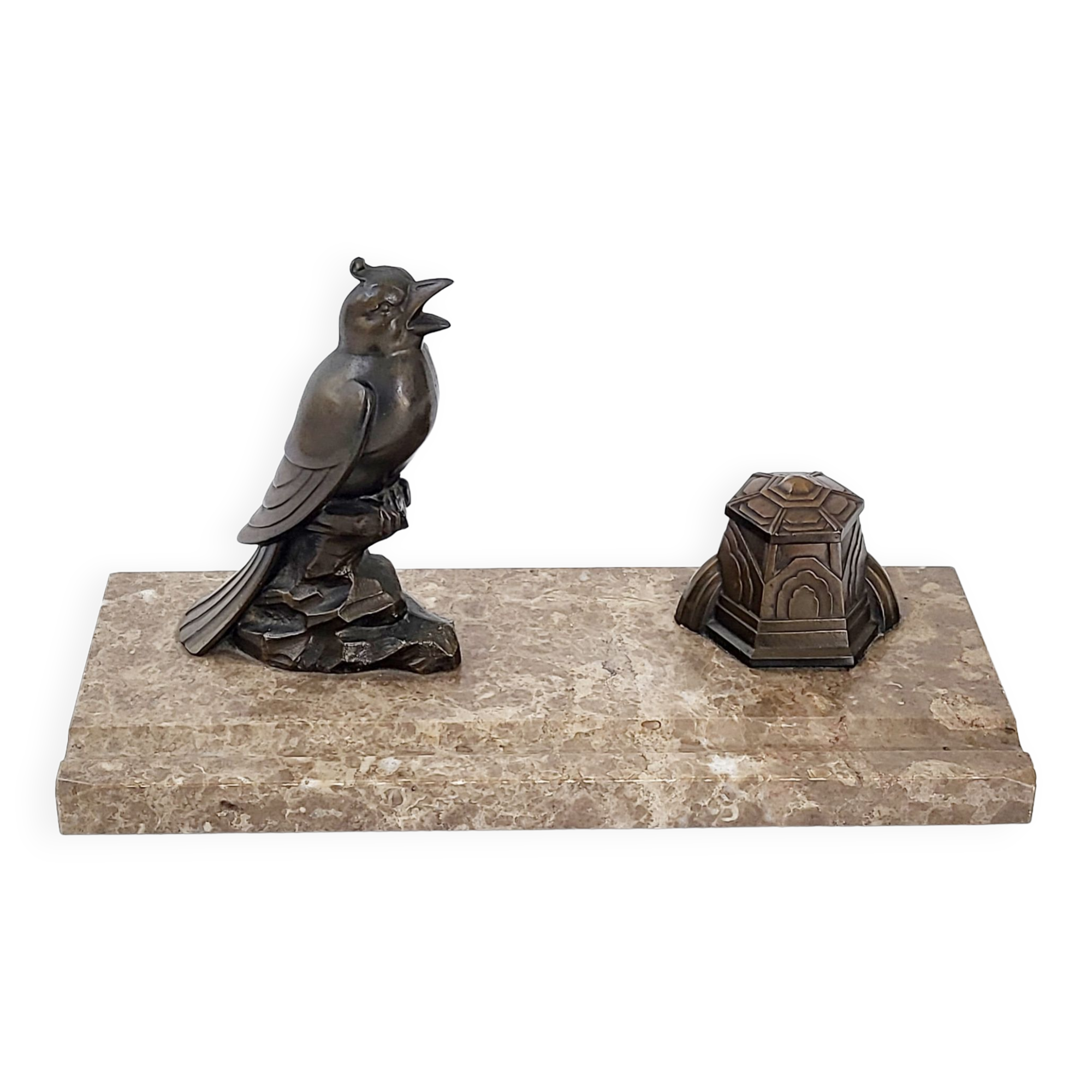 Art Deco marble inkwell & regulates