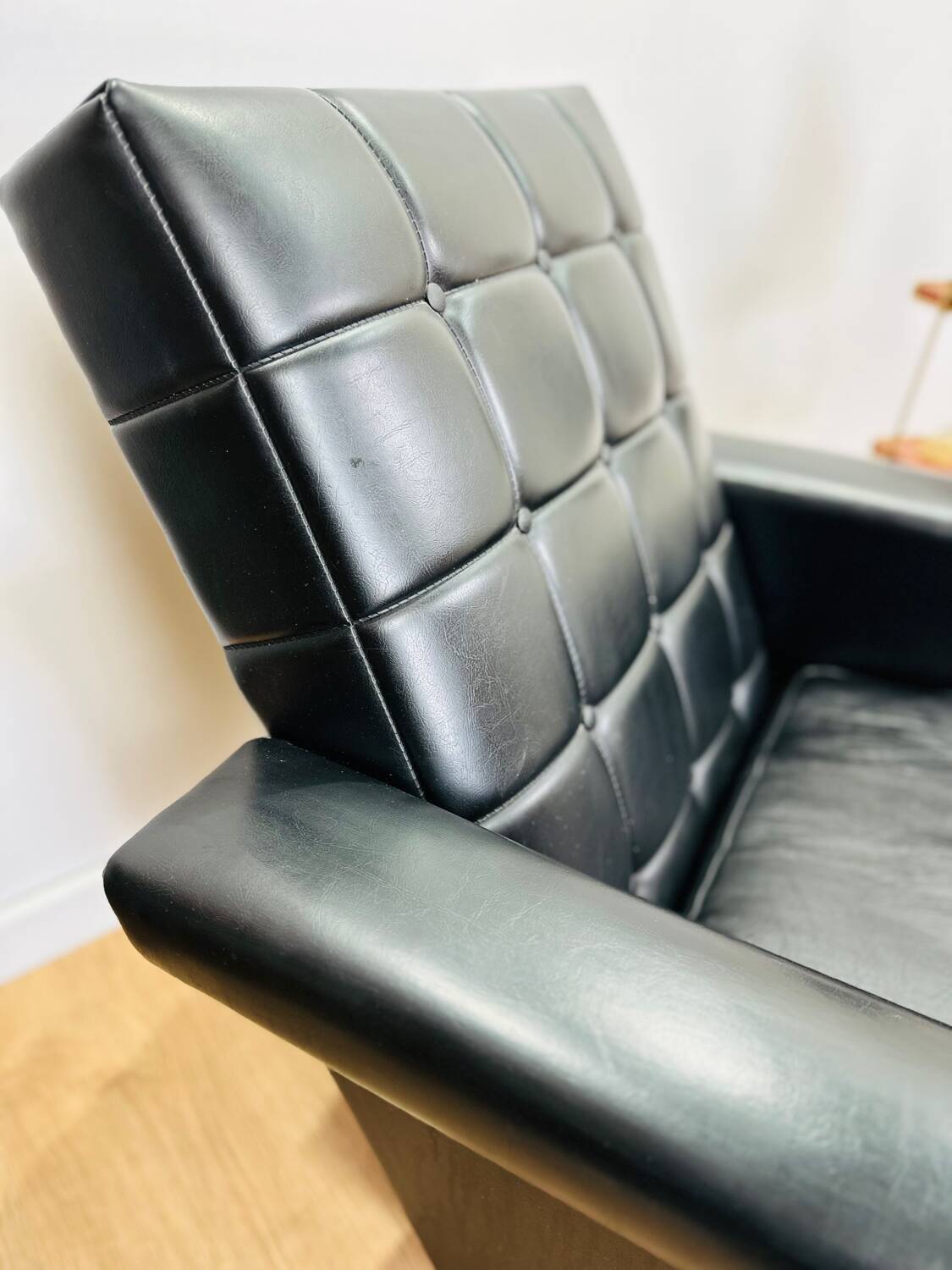 Black skaï armchair