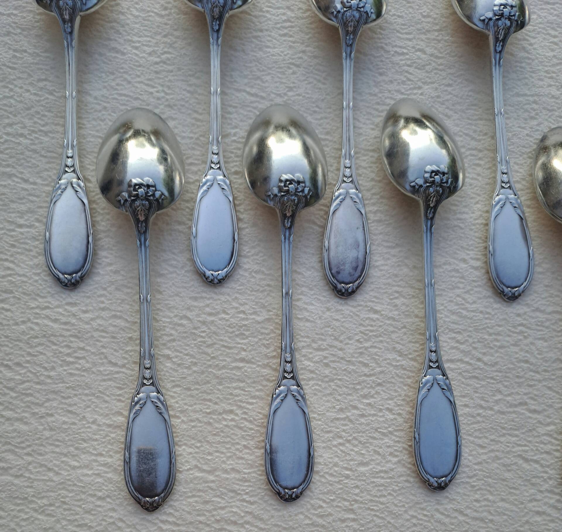 10 small silver-plated metal spoons SF Saglier Frères