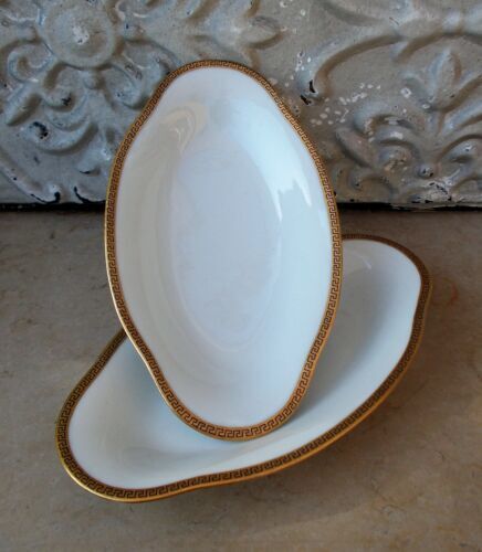 2 Limoges porcelain raviers golden border