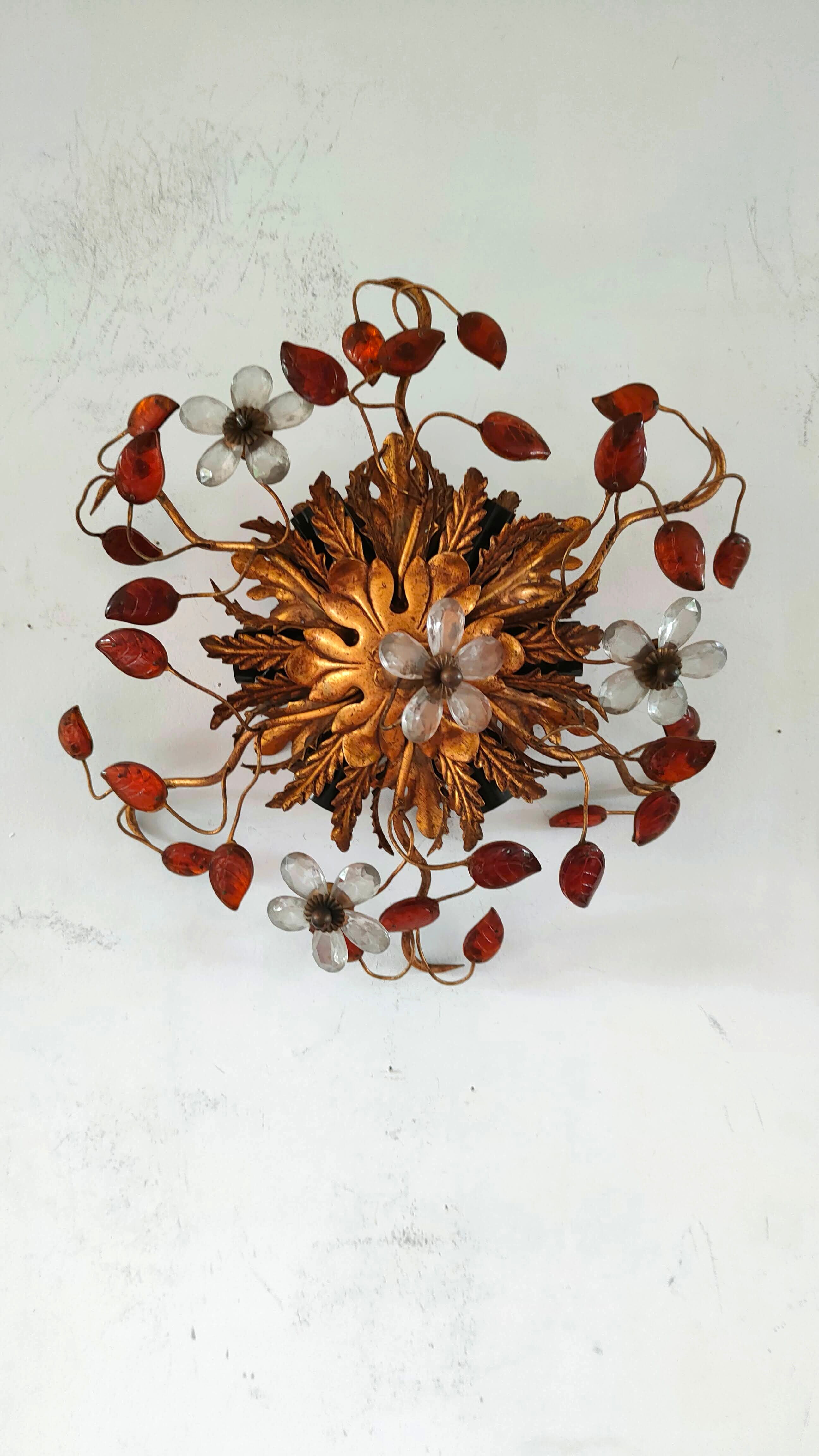 Wall lamp Maison Banci metal and glass of Murano design 70s