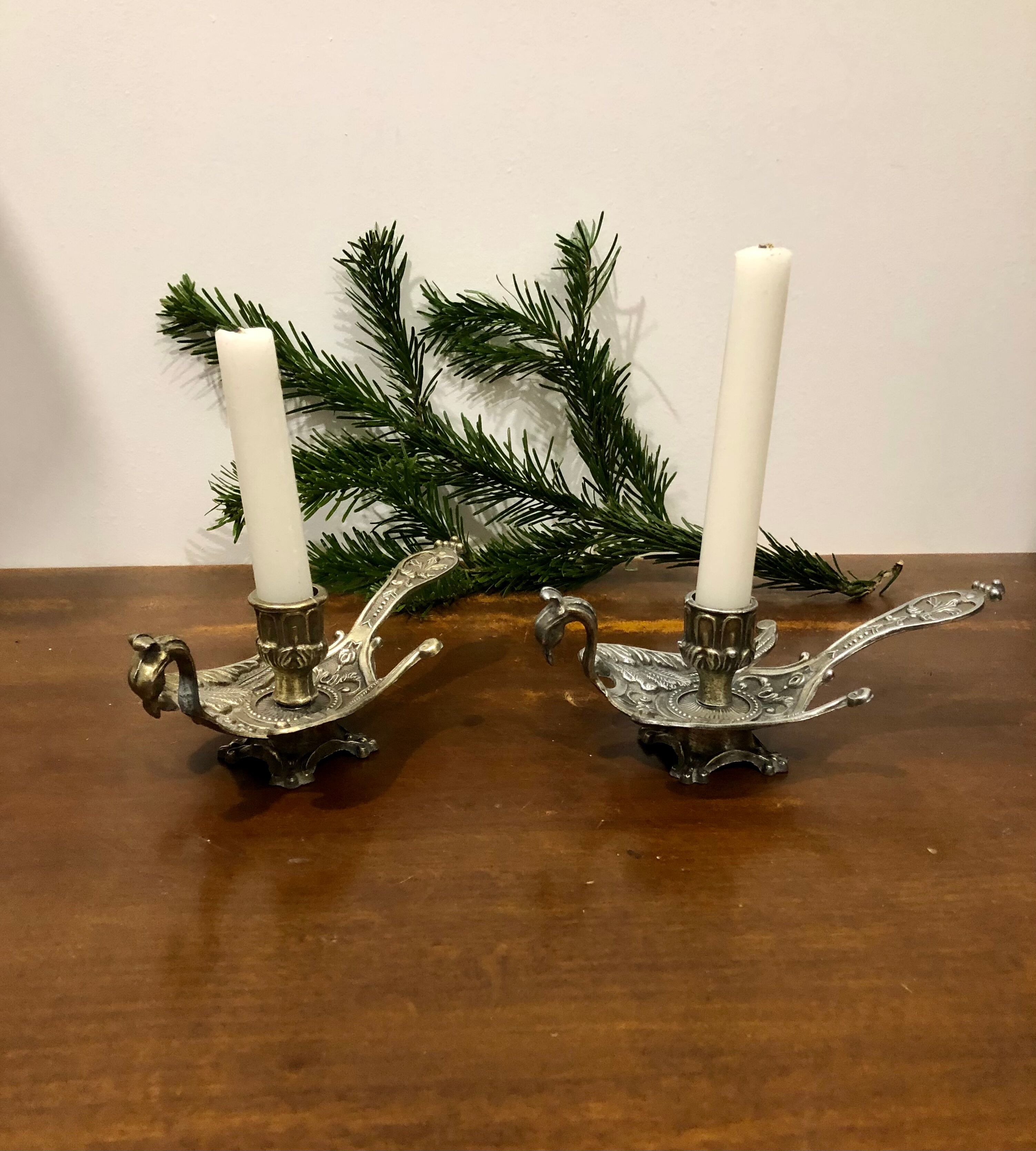 Brass peacock candle holder