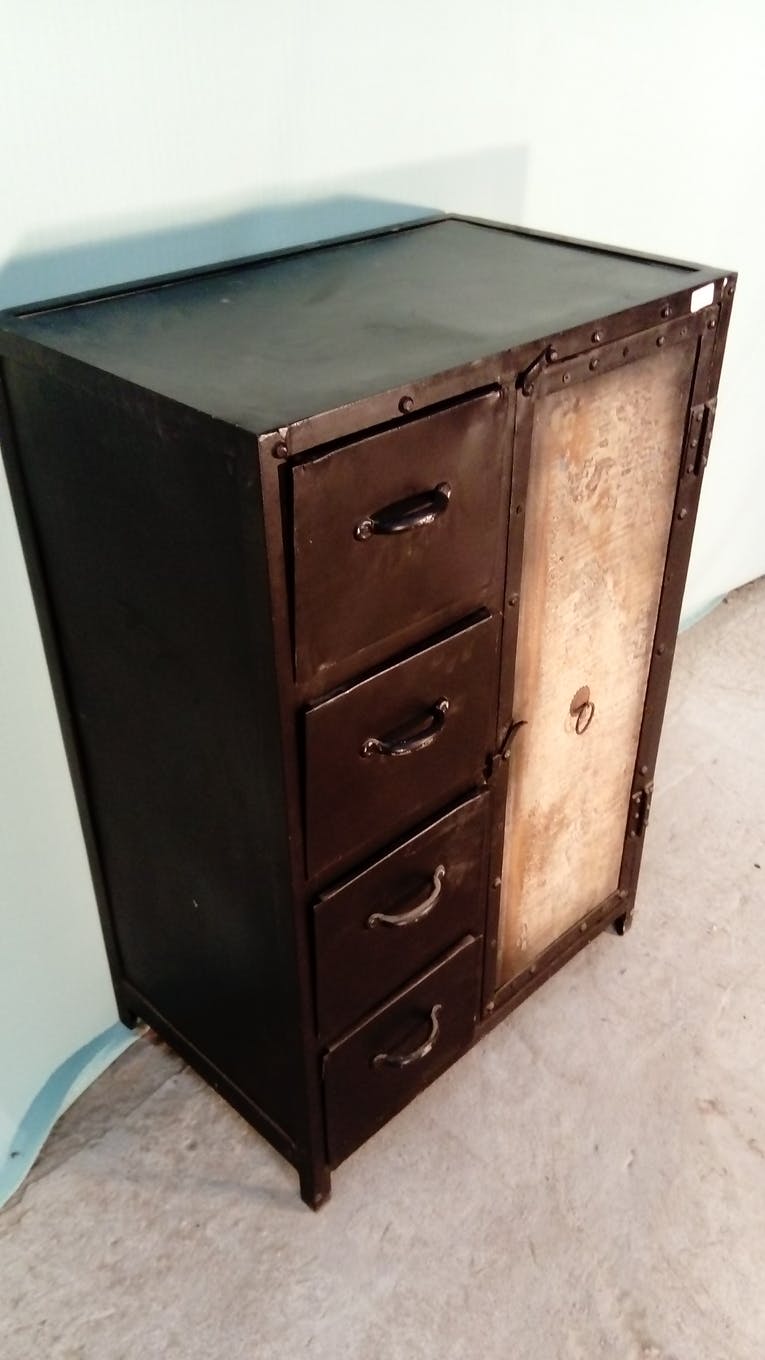 Meuble d'atelier métal et bois