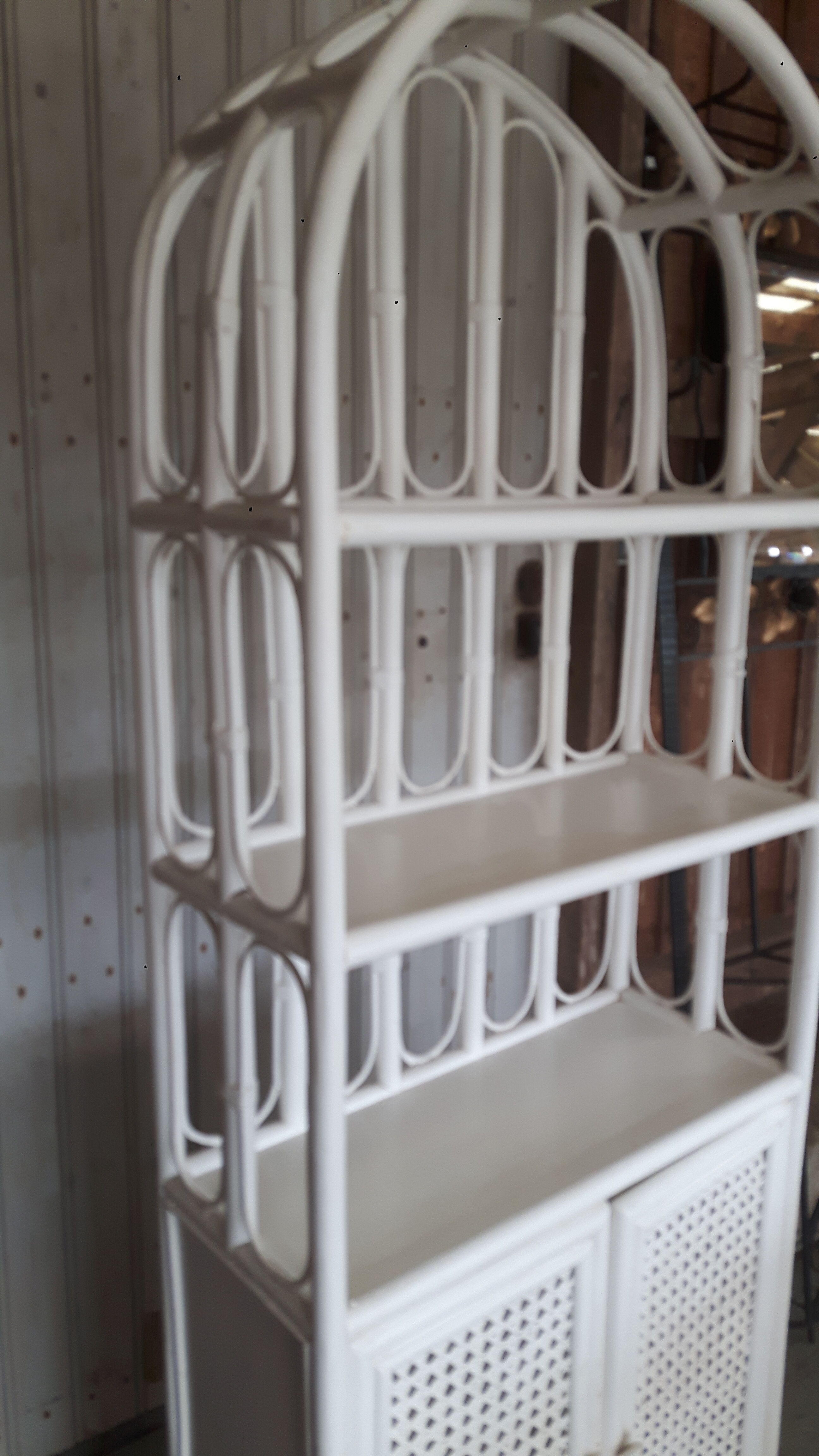 White rattan library.