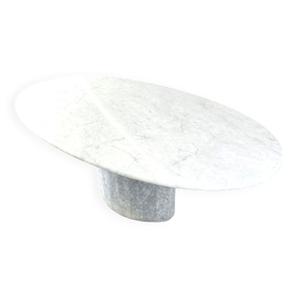 Table à manger ovale en marbre blanc, années 1970