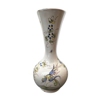 Ancien vase Moustiers céramique blanche décor peint vintage