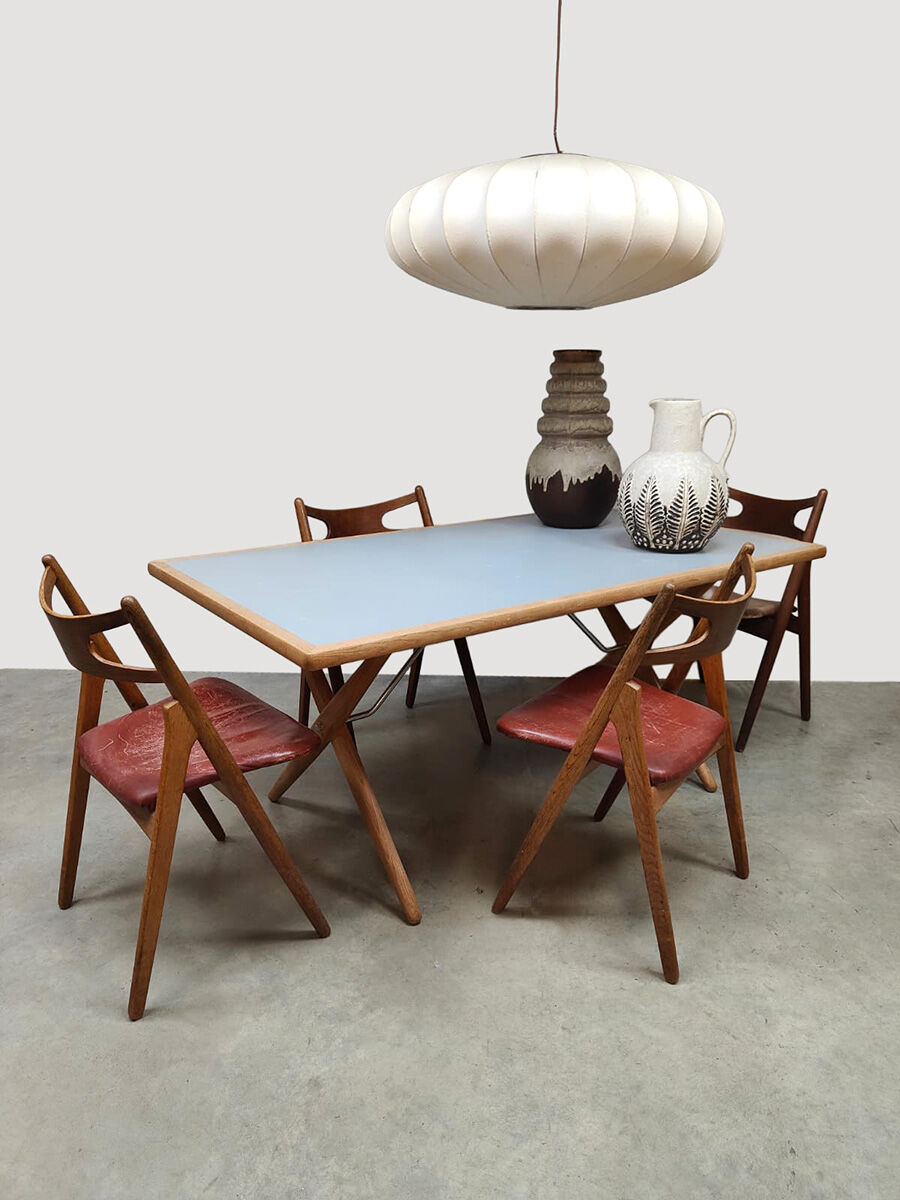 Vintage Hans J. Wegner sawhorse dining table AT303 Andreas Tuck