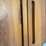 Antique modular shelf in solid French elm from the 60s, vintage