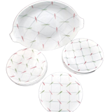 11 Vintage Ceramic Dessert Plates and Pie Dish with Tile Decor