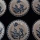 Lot of six flat plates in earthenware Gien décor blue thistles
