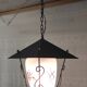 Lantern pendant light in metal, brass and glass - 50s/60s