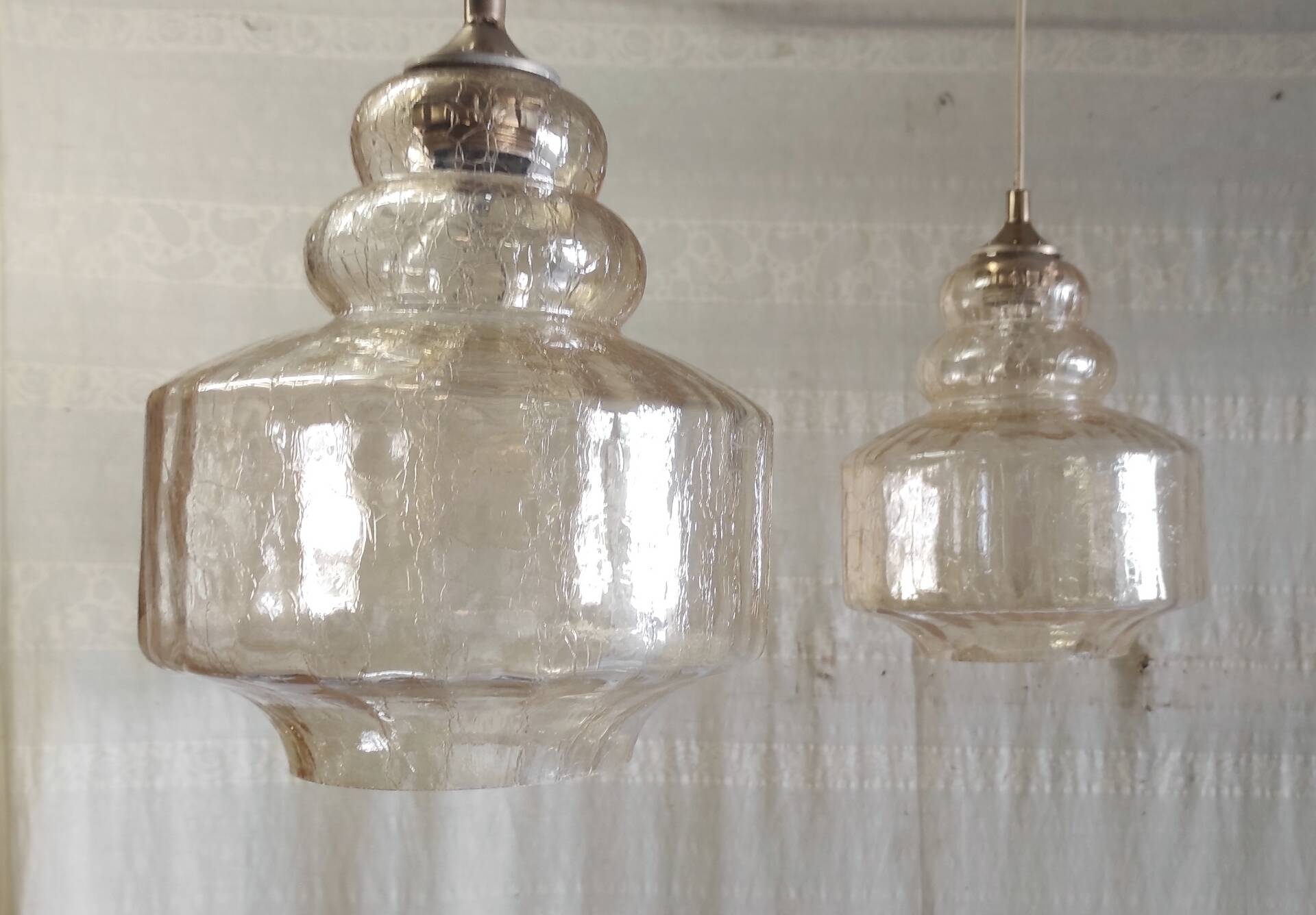 Amber glass Scandinavian suspension style - 1960s-70s