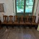 Set of 6 Louis XVI chairs in marquetry wood and caning.