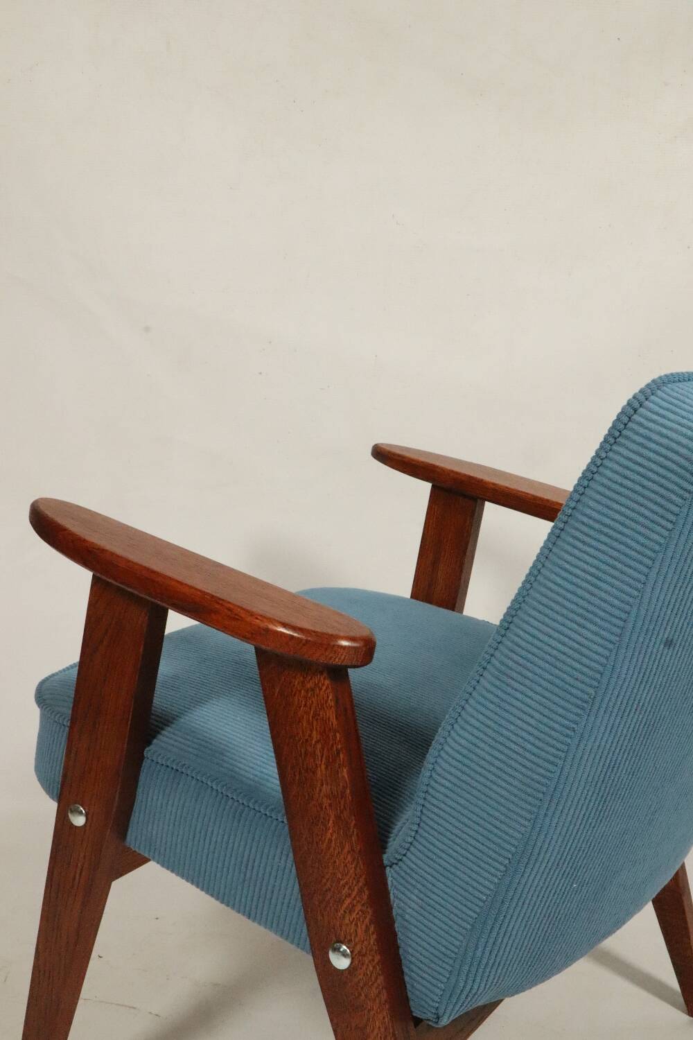 Fauteuil vintage en velours côtelé Revêtement bleu océan
