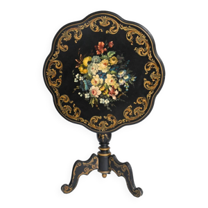 Guéridon à décor peint - fleurs