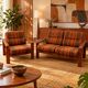 Vintage Scandinavian living room from the 1970s in teak and fabric.