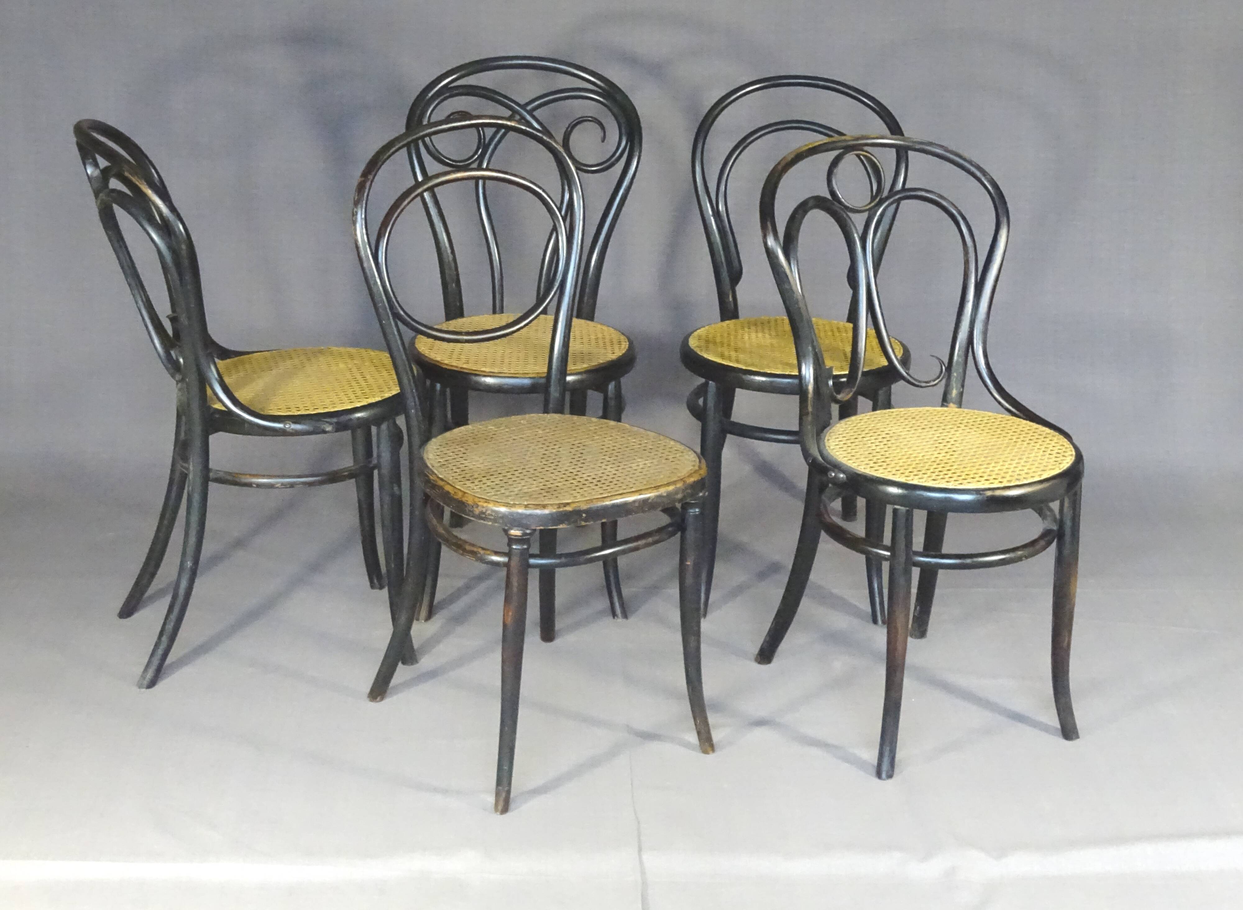 Set of 4 kohn "empire black" chairs circa 1880 + thonet-