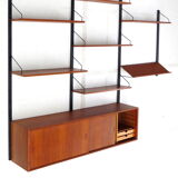Vintage mid century Royal System Wall Unit with sideboard & shelves in teak by Poul Cadovius, 1960s