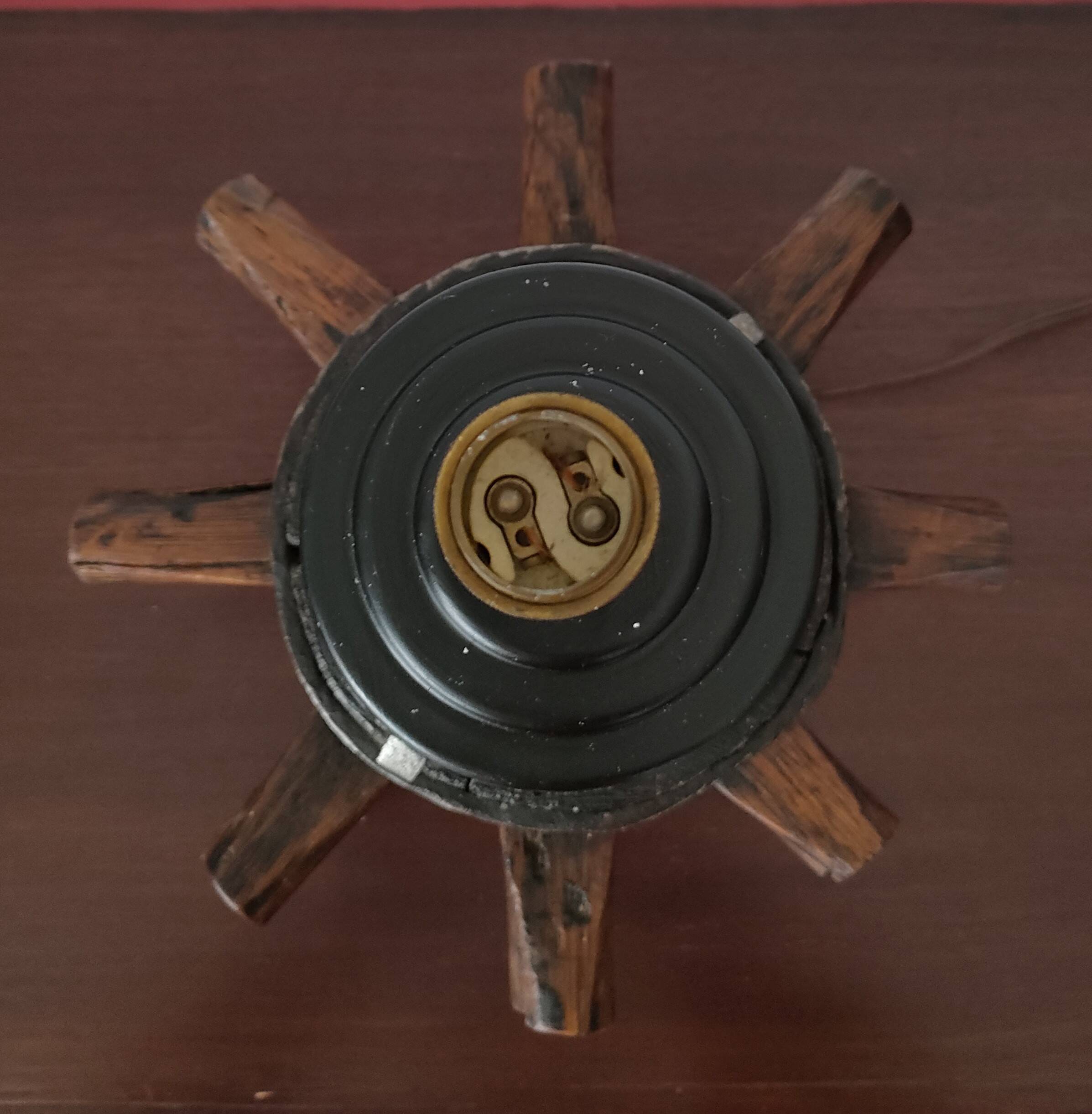 Old wheel hub lamp ~ brutalist art ~ 50's ~ france