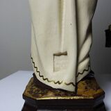 Statuette stuc ND du Mont Carmel, ateliers Olot, yeux en verre, 1920-1930