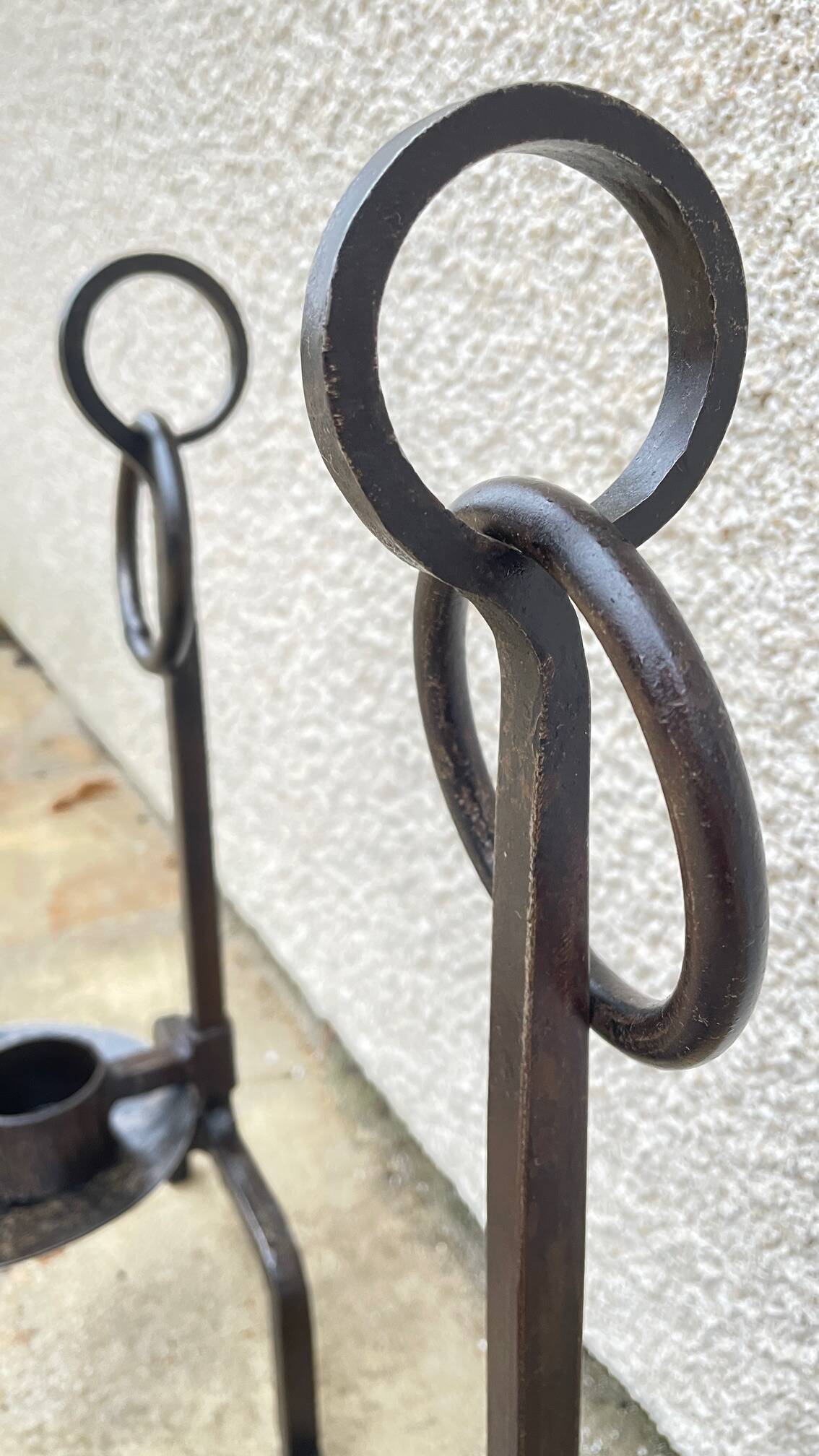 Vintage brutalist steel candle holder