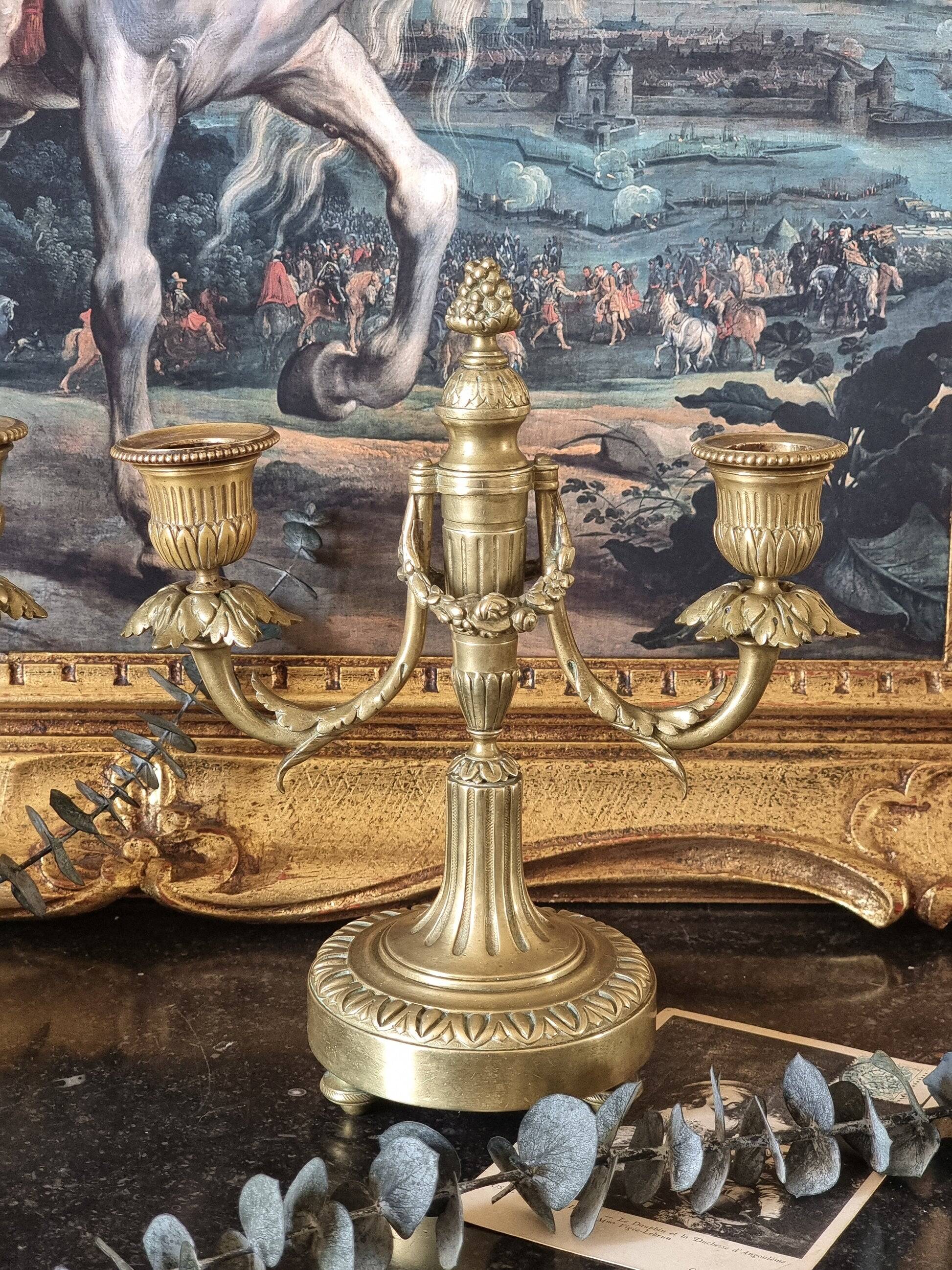 Pair of bronze candlesticks