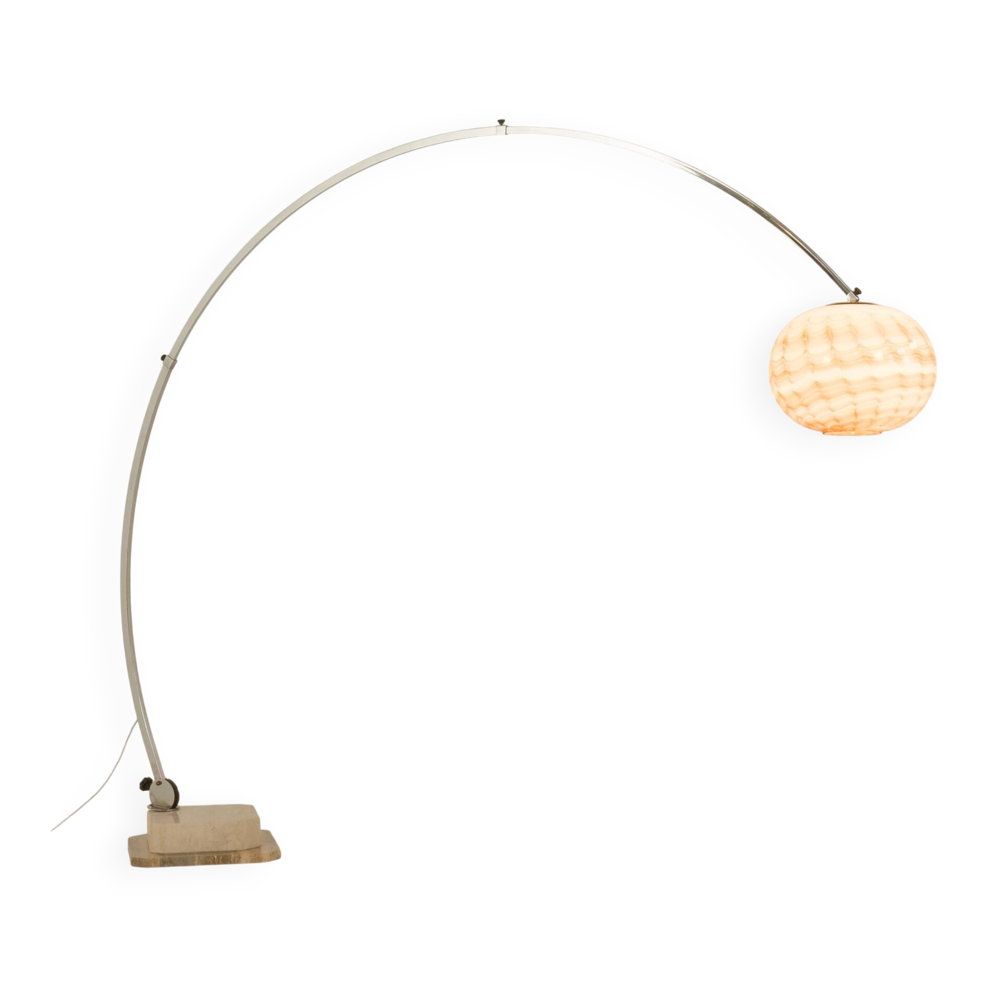 Italian mid century extra large arc lamp with Murano glass shade, 1970s