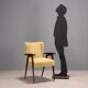 Fauteuil vintage en tissu, mousse et bois, design italien, années 1960