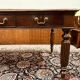 Old English Writing Desk with black leather top