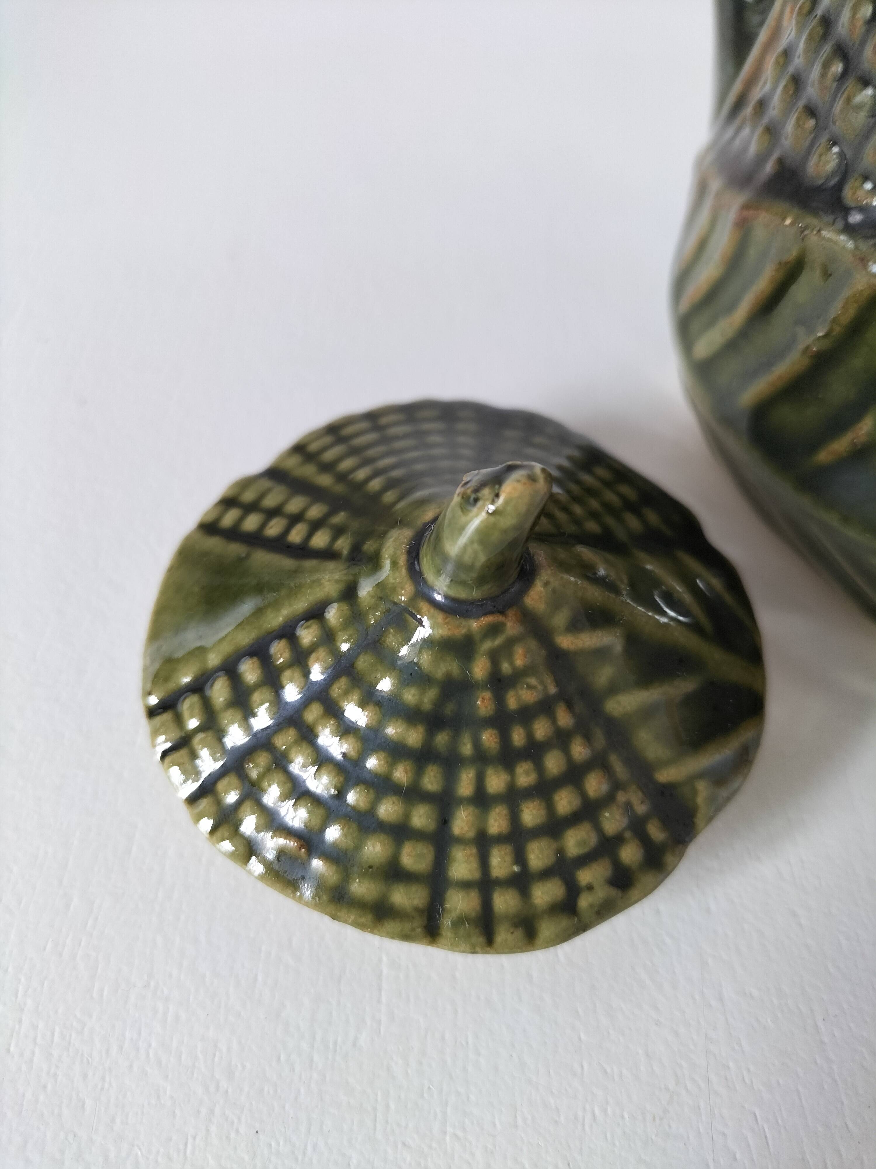 Petite théière barbotine épi de maïs vintage