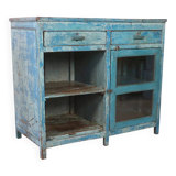 Old Burmese teak sideboard with original blue patina