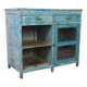Ancien buffet en teck birmane patine bleue d’origine