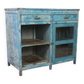 Ancien buffet en teck birmane patine bleue d’origine