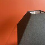 Brass shell socket lamp from the 1st WW, black pyramidal lampshade in Carlucci linen.