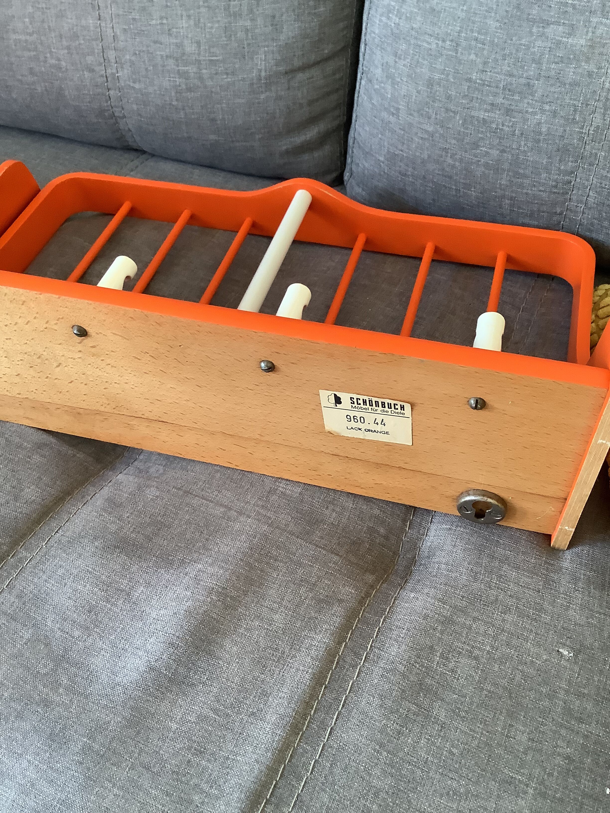Wall coat rack with its Tablet Space Age year 70 orange Shonbuch