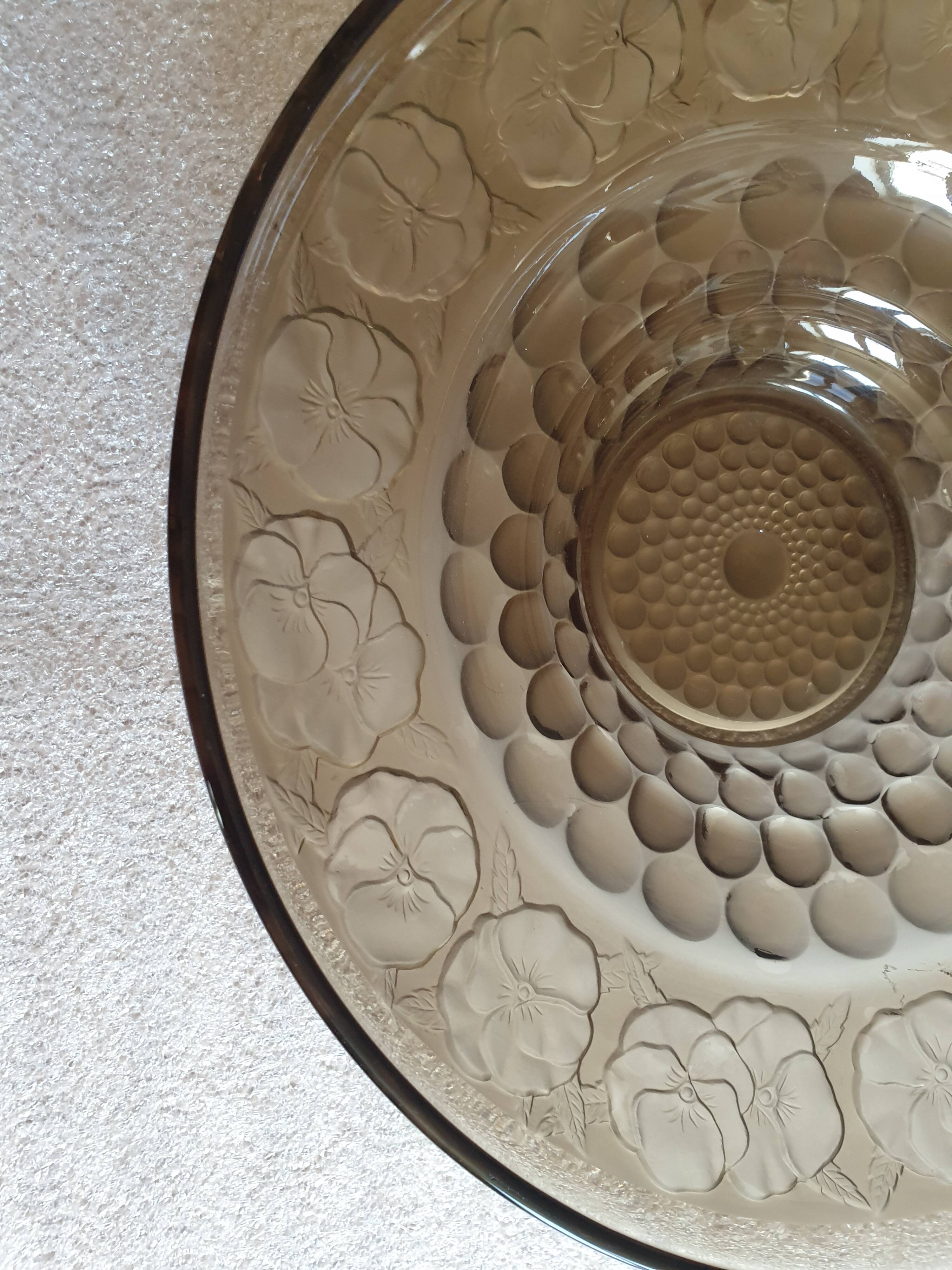 Art Deco fruit bowl circa 1930 in brown smoked glass