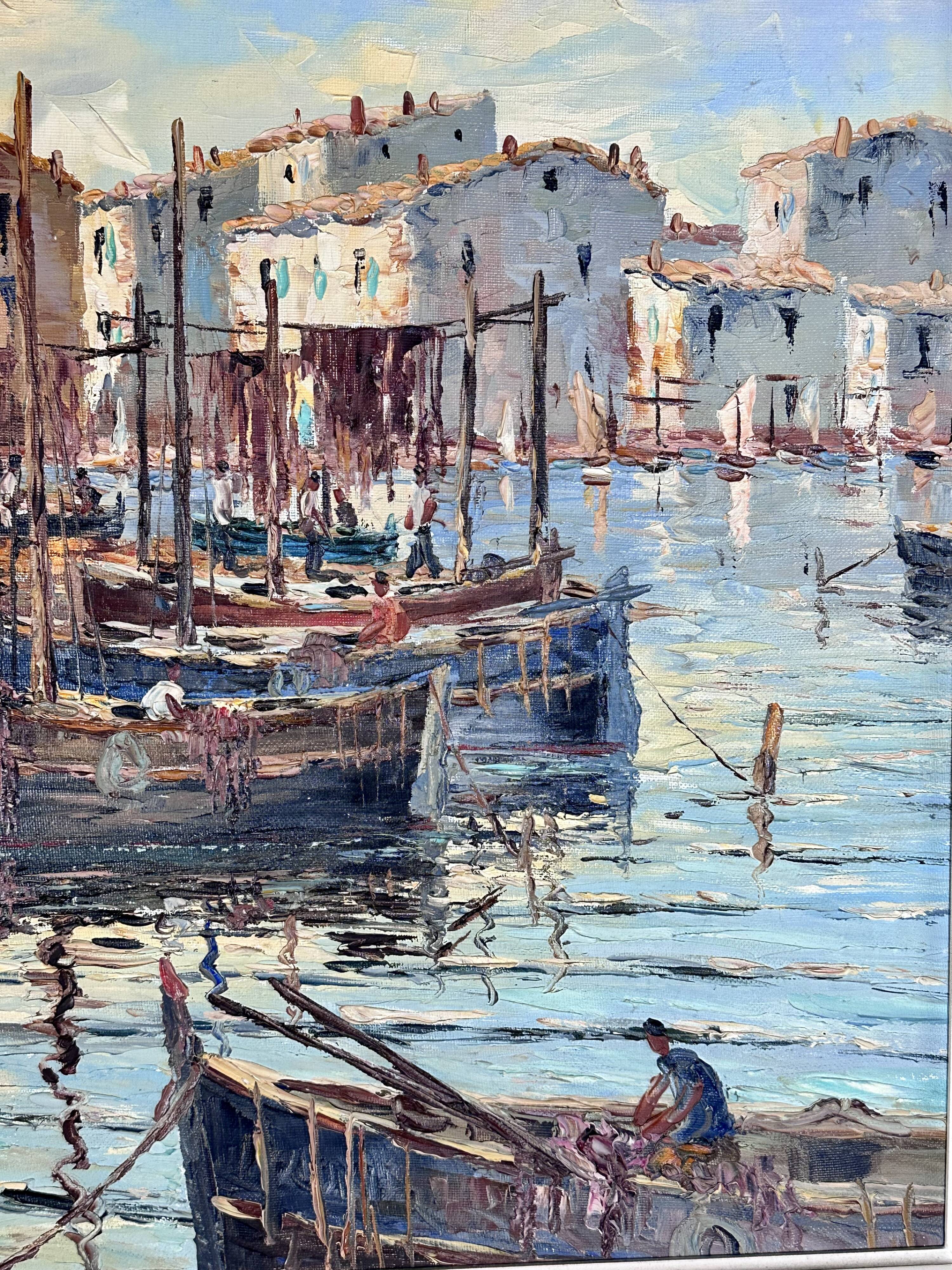 Oil painting on canvas of the port of Martigues.
