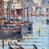 Oil painting on canvas of the port of Martigues.