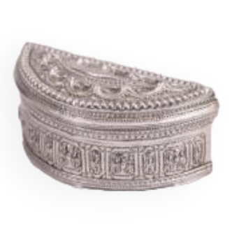 Burma silver half moon chice box betel shan