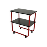 Tubular metal and wood serving trolley, 1980