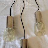 Three-branch pendant light with transparent vintage lampshade
