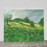 Old painting of a rural landscape
