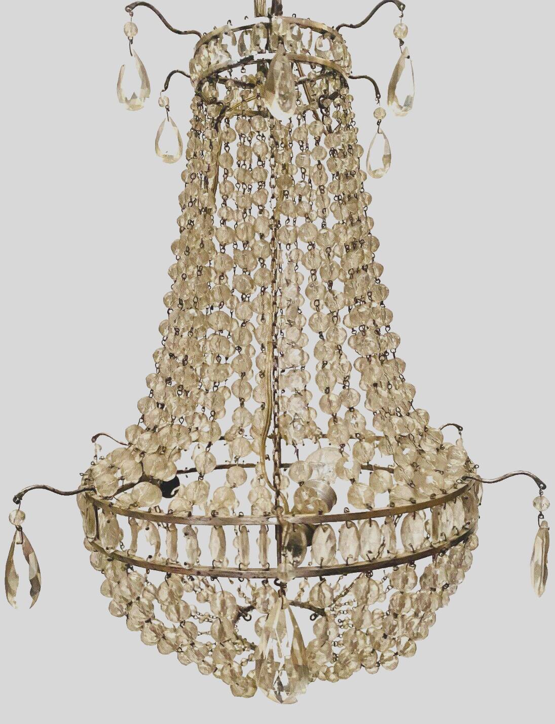 Louis XV style basket chandelier with 20th century tassels