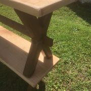 Pair of benches in oak and cherry 250x29x45