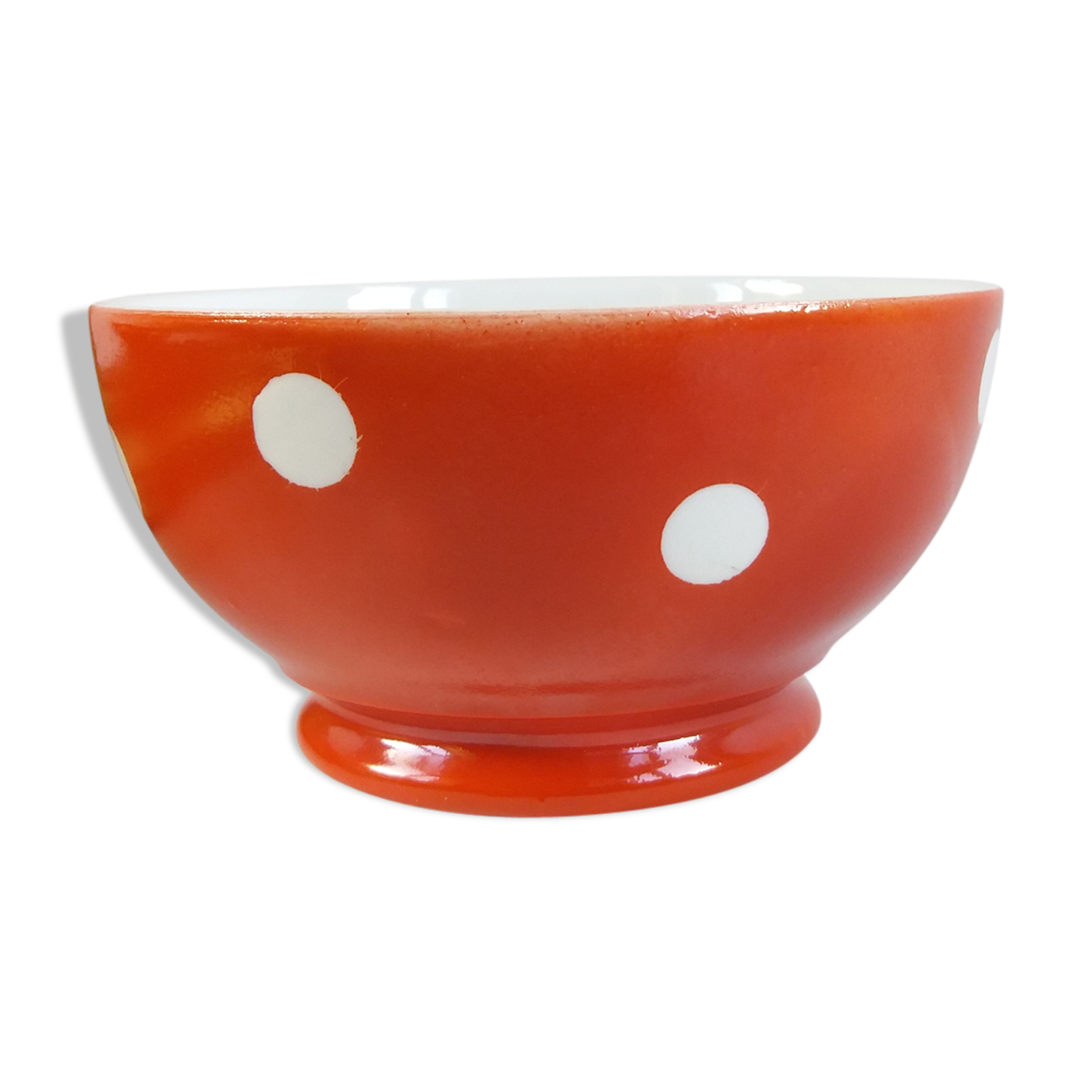 Longchamp red polka dot bowl
