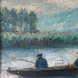 HSP painting "The fishermen" around 1900 R. F. Marcou + frame E. Begué